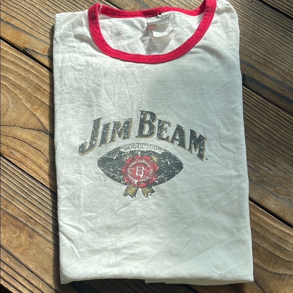 Vintage Jim Beam White and Red Ringer T-Shirt - Picture 1 of 7